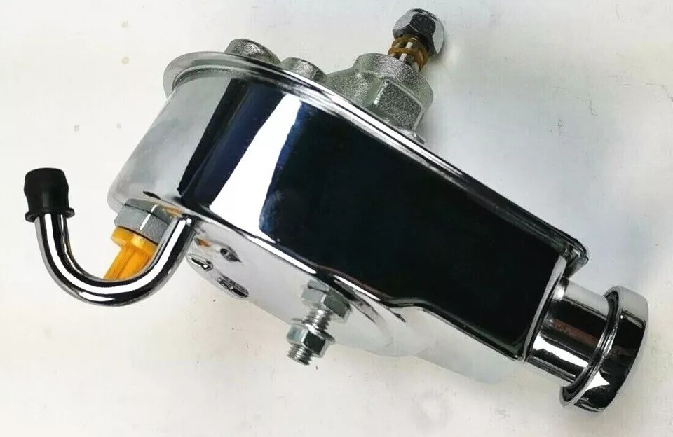 SBC Chevy Chrome Saginaw Power Steering Pump + Aluminum Pulley & Bracket Kit