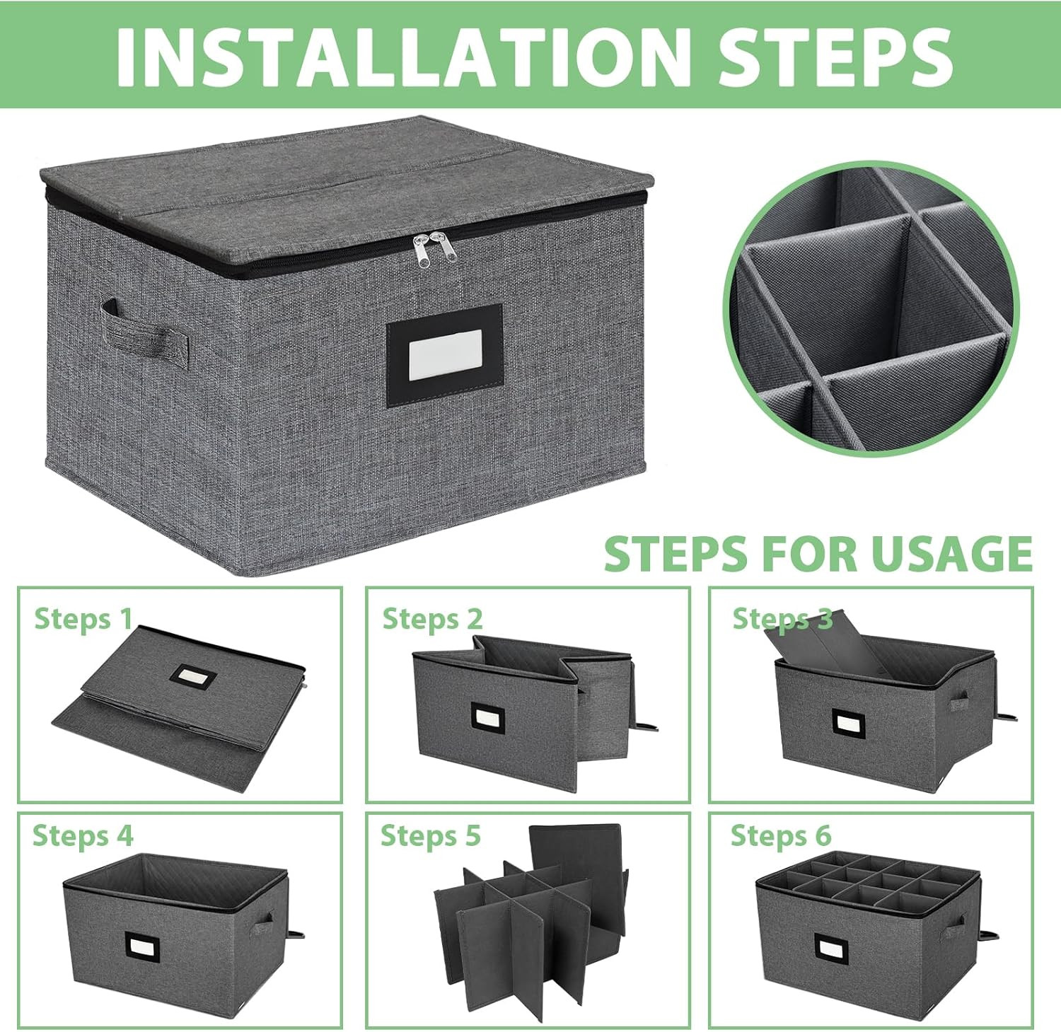 Wine Glass Sorage Box, Stemware Storage Cases with dividers, Hard Shell China St