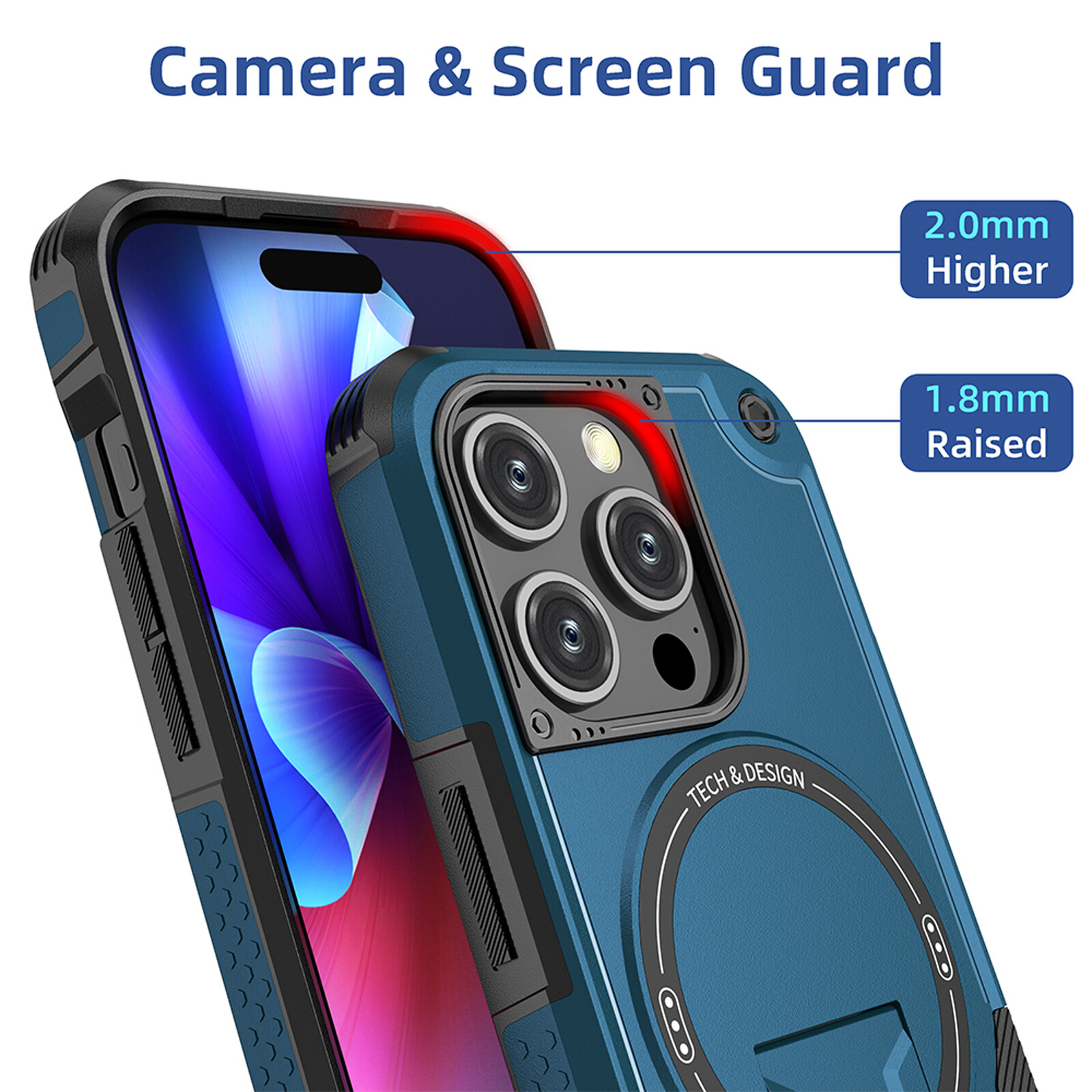 For iPhone 15 Pro Max 14 13 12 11 Heavy Duty Rugged Magnetic Case with Kickstand