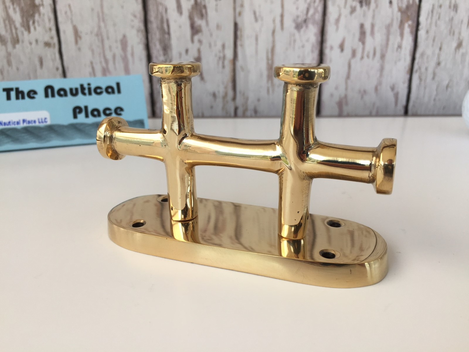 Brass Double Cross Bollard Cleat - Nautical Marine Boat Dock Chock - Handle Hook