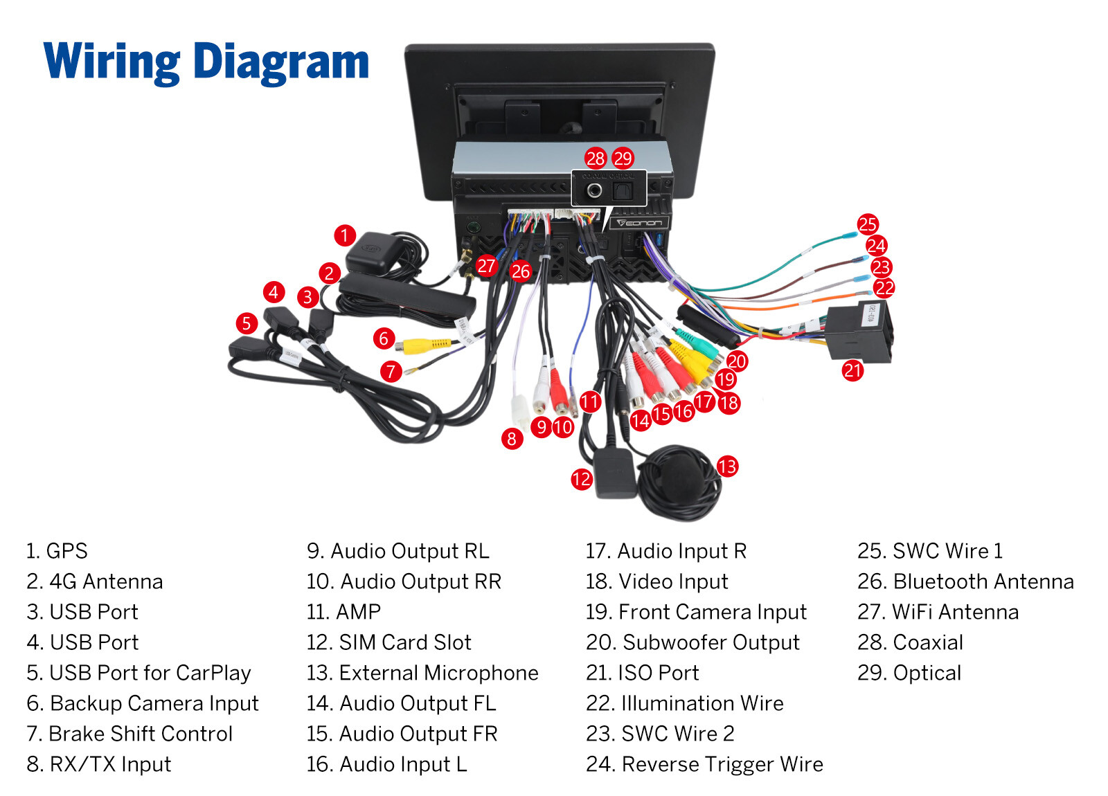 8+128GB Android 13 10.1" QLED Car Radio GPS Stereo CarPlay WiFi 4G LTE Head Unit