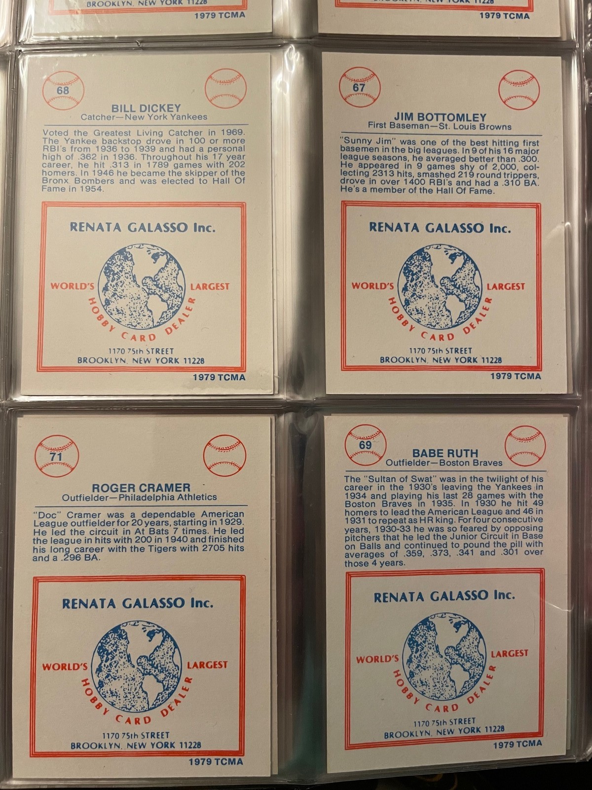1977-1984 TCMA Renata Galasso Greats complete set (270) Paige Jackie Ruth+