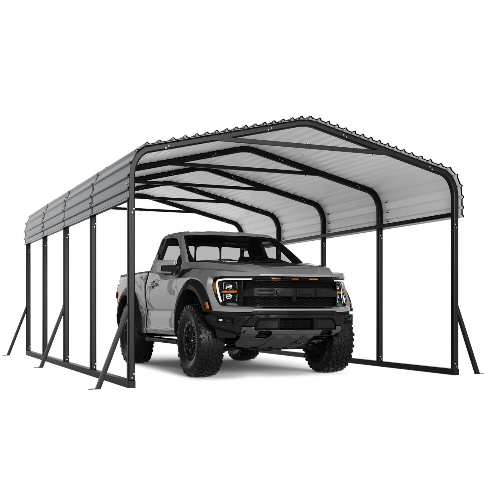 12'x20' Metal Carport, Heavy Duty Galvanized Steel Roof Canopy Car Shelter Truck