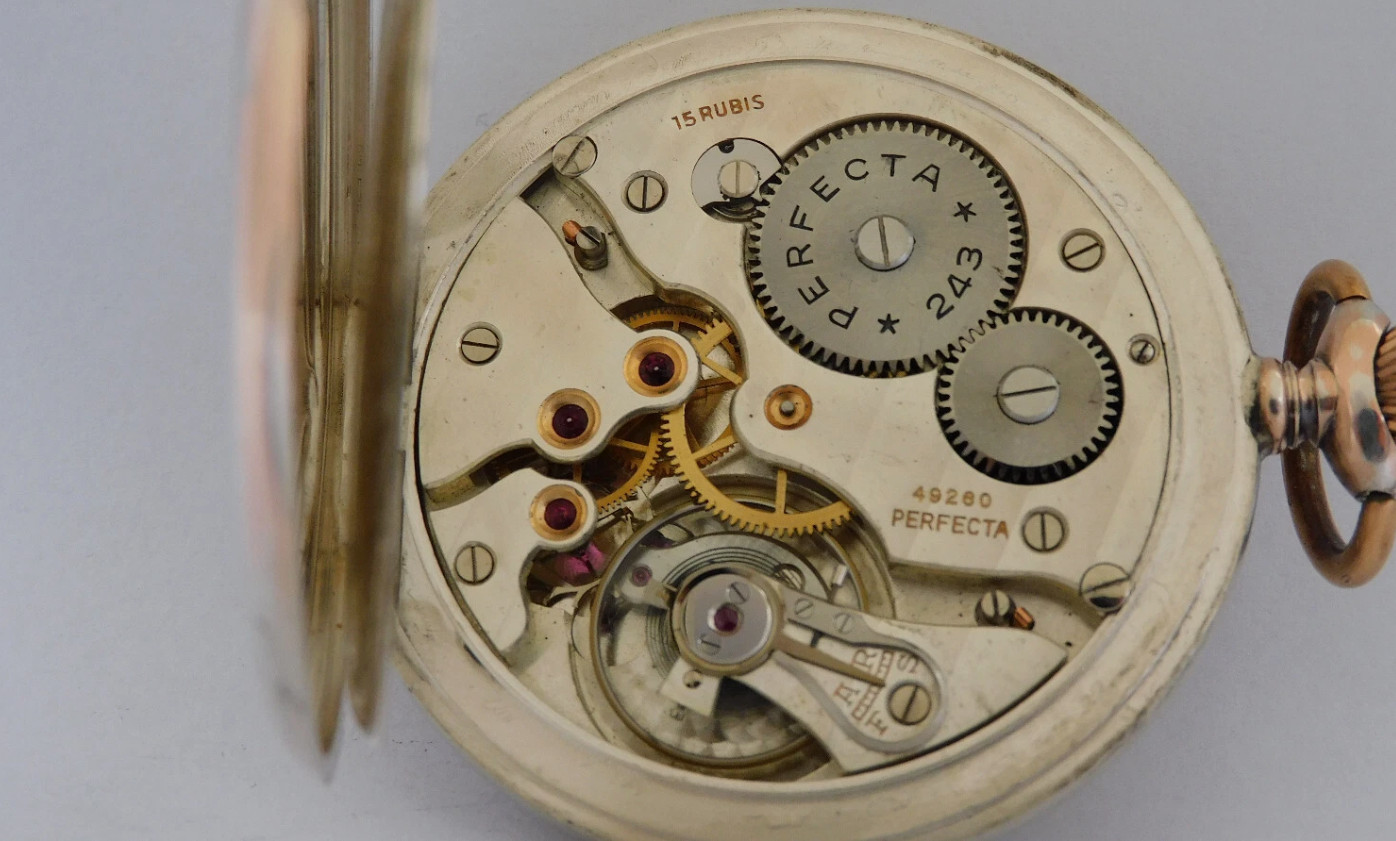 Working pocket watch silver PERFECTA silver pocket watch working C111