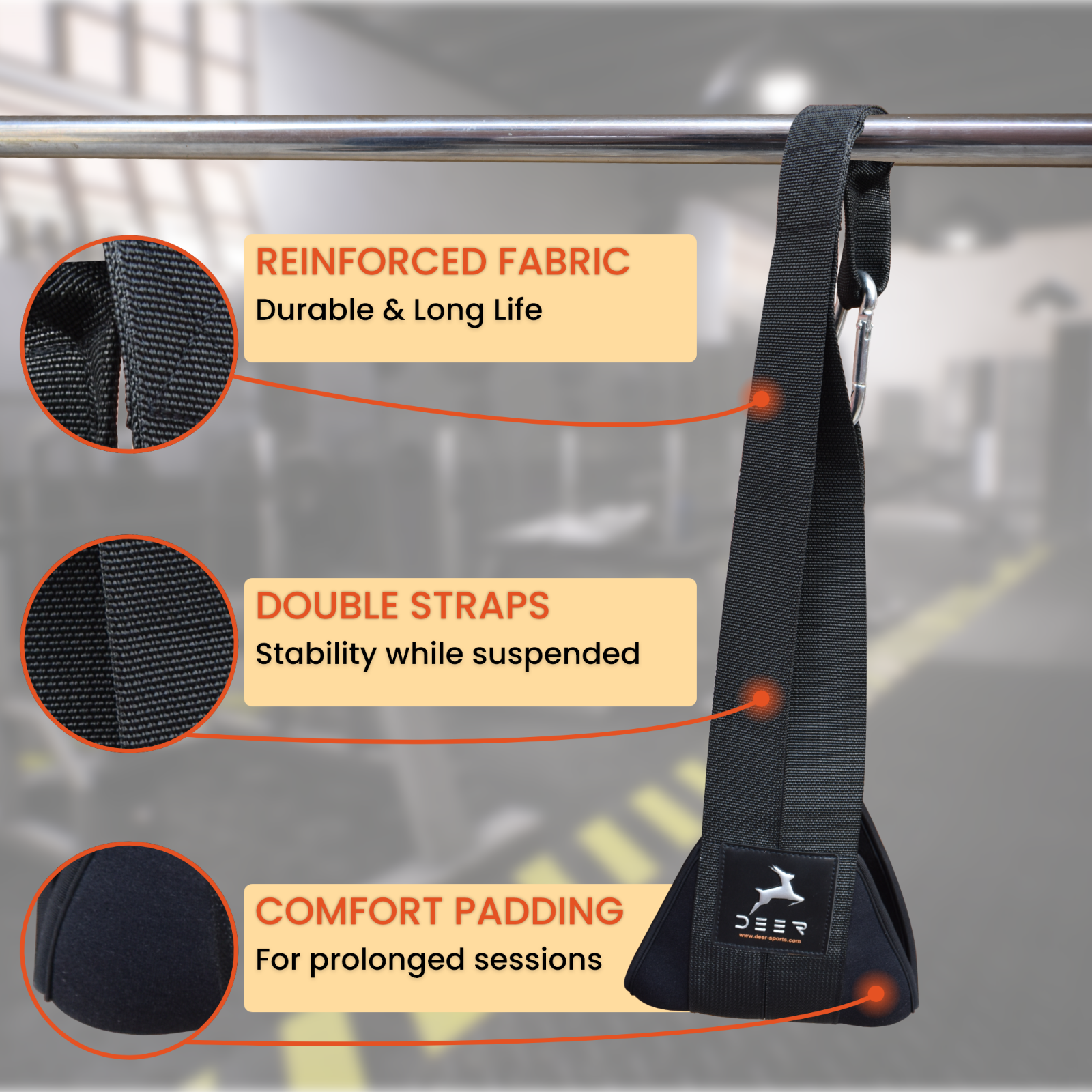 Fitness Hanging Ab Straps for Pull Up Bar & Abdominal Muscle Building