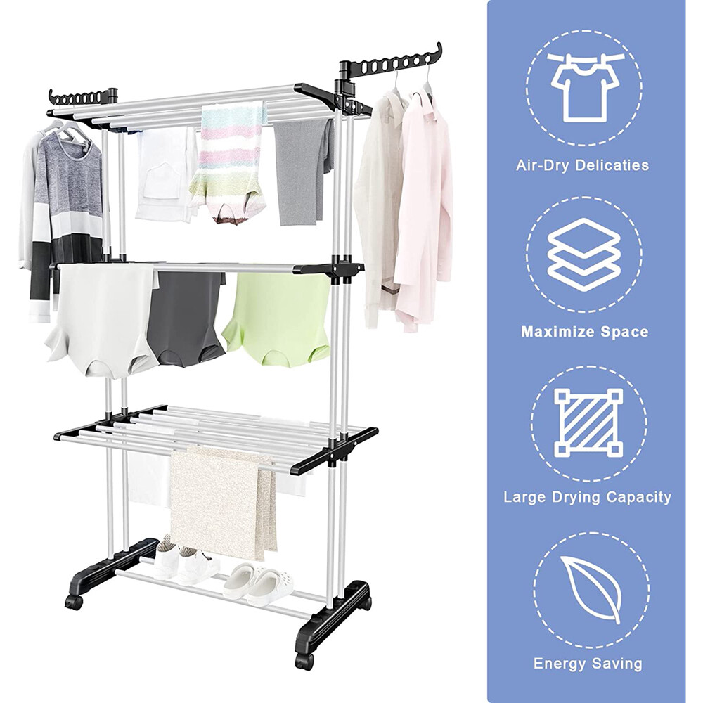 Clothes Drying Rack Folding Clothes Rail Clothe Rack Laundry Garment Dryer Stand