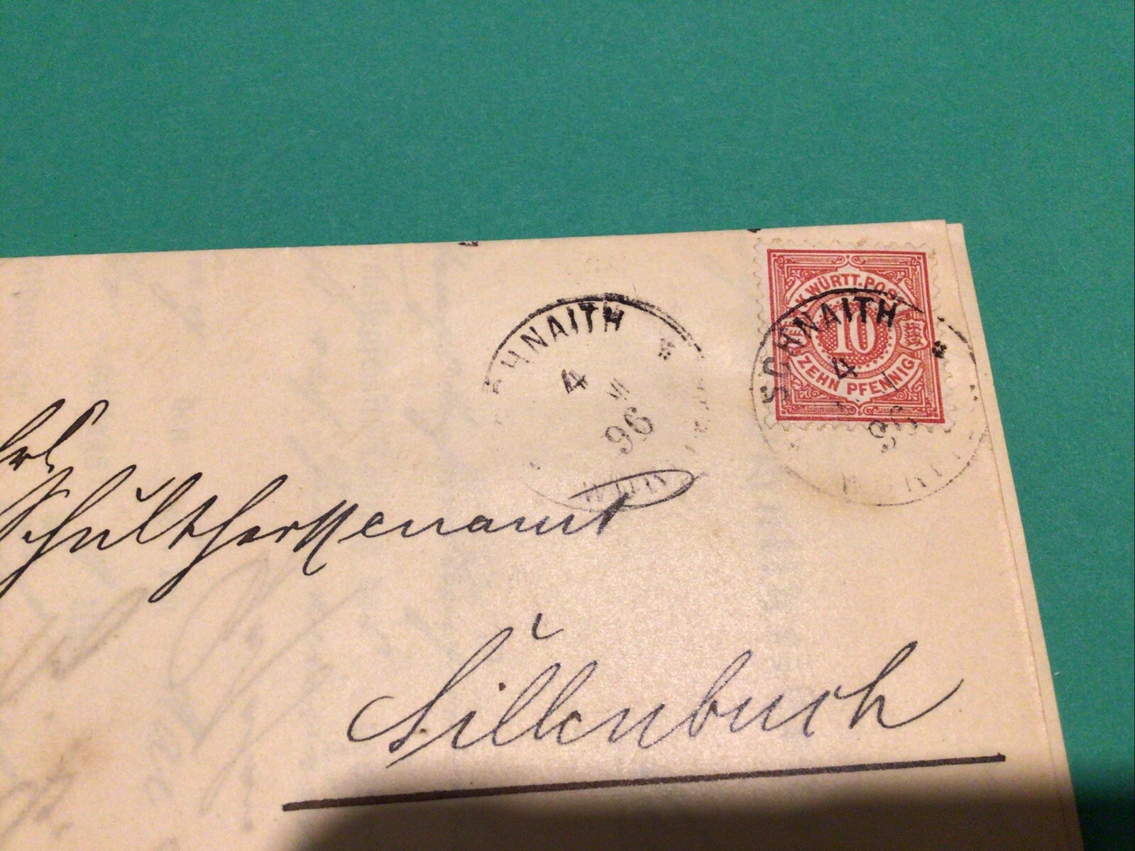 Germany Wurttemberg Schnait 1896 Official Letter Cover A21537