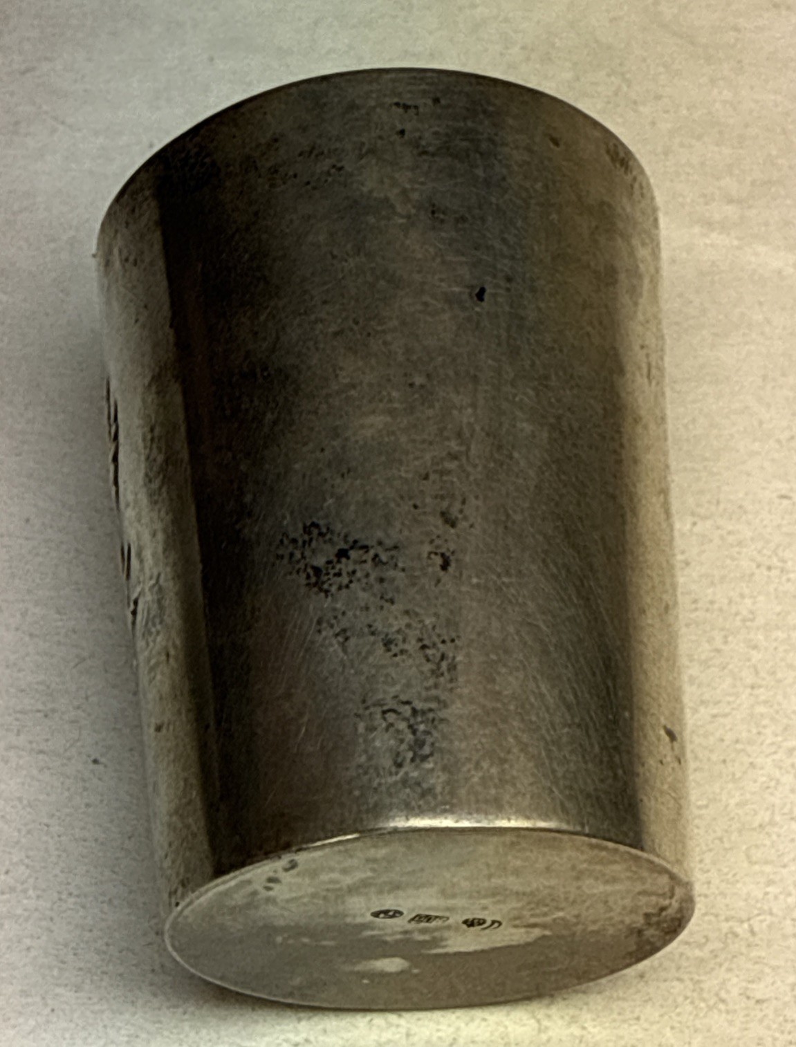 Antique Victorian Shot Glass Cup German 800 Sterling Silver Gebruder Kuhn ? Gold