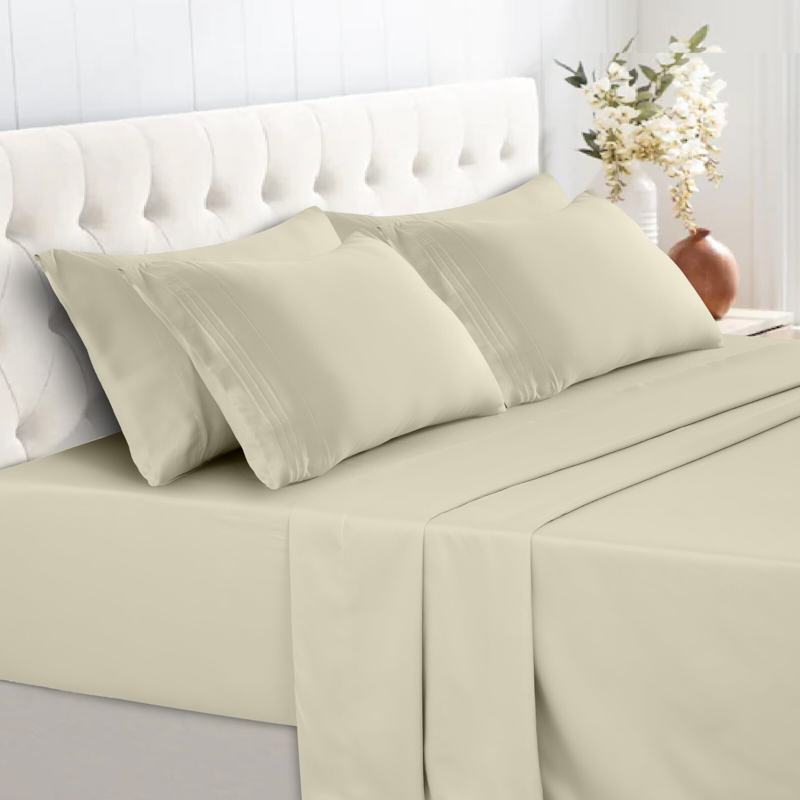 1800 Series 6 Piece Bedsheet Set Extra Soft Deep Pocket Hotel Luxury Bed Sheets