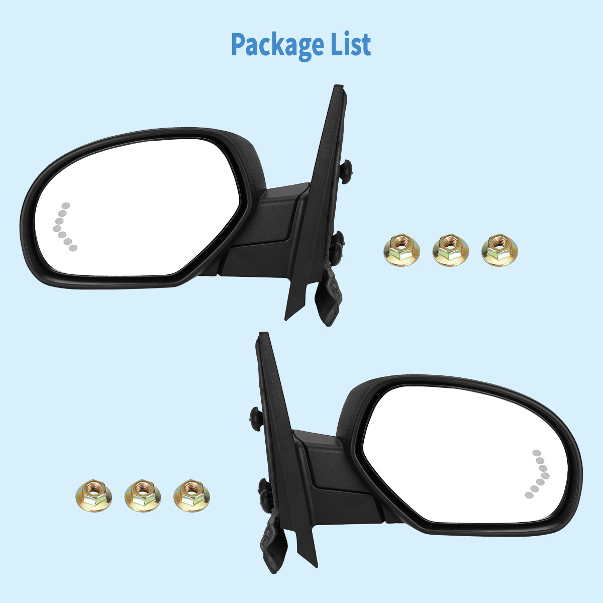 Power Heated Tow Mirrors for 07-13 Chevy Silverado Sierra 1500 2500 Signal Light