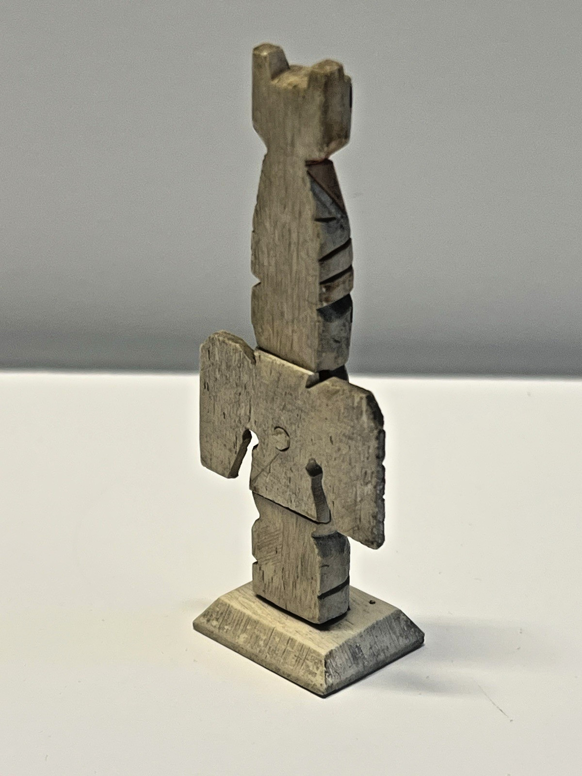 Original Inuit Eskimo Hand Carved Totem; Early 1900's; Miniature 3 1/4"; Lot #A2