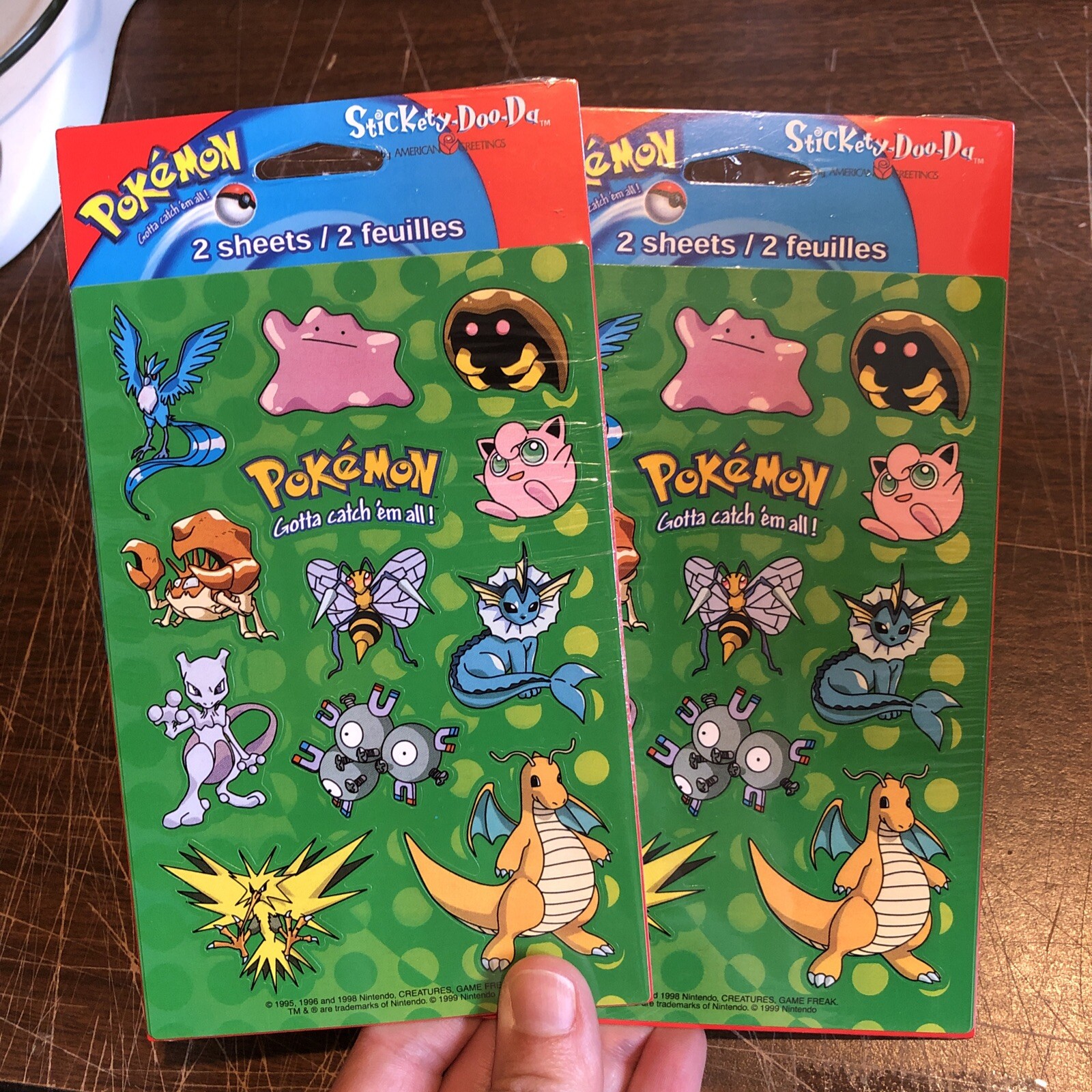 VTG 2 pkg POKEMON STICKERS new 4 total sheets Stickety-Doo-Da Nintendo Pokémon