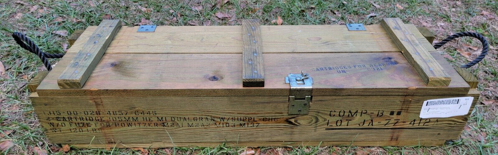 US Military 105mm Howitzer Wooden Ammo Crate