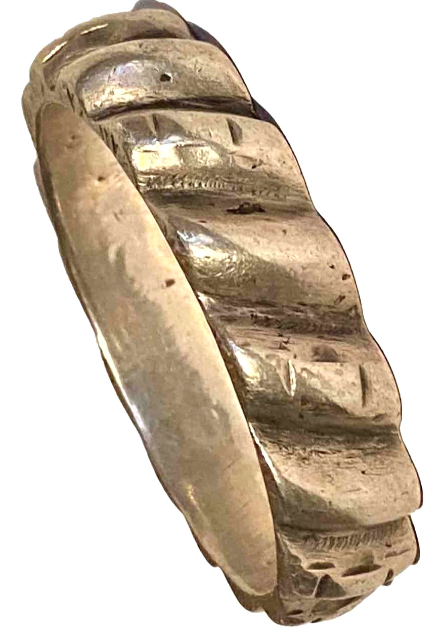 Vintage Ethnic Tribal Artisan Bangle Bracelet, Silver Tone