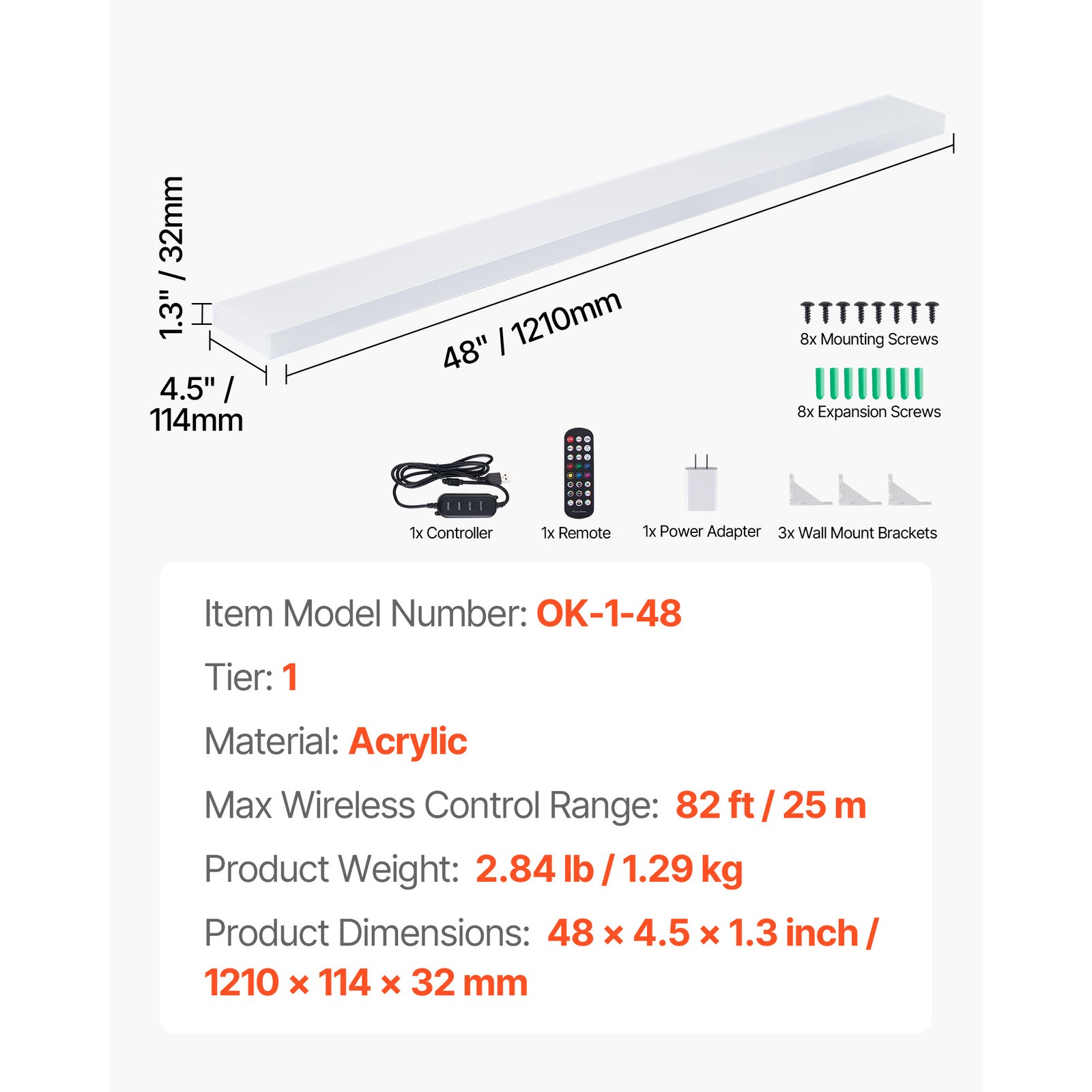 Uimoso LED Liquor Bottle Display Bar Shelf 1-Tier 48 Holds 12 Bottles