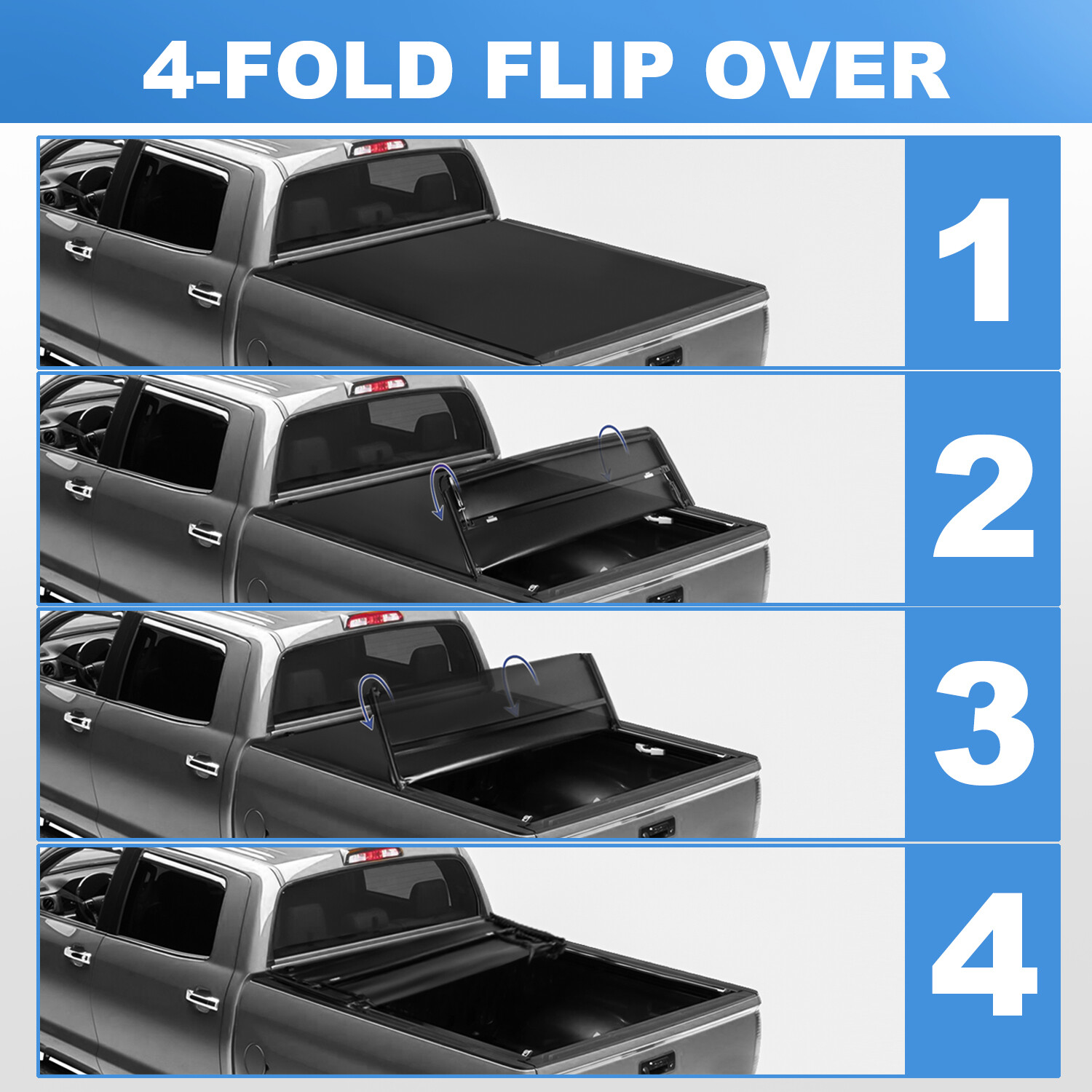 Truck Tonneau Cover For GMC Sierra Chevrolet Silverado 6.5FT Bed 4-Fold Soft