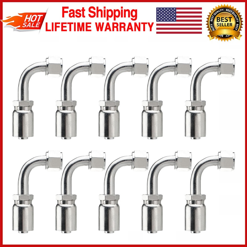 10X 1/2" JIC 37° Female 90° Hydraulic Hose Fittings For 1/2" I.D. Hydraulic Hose