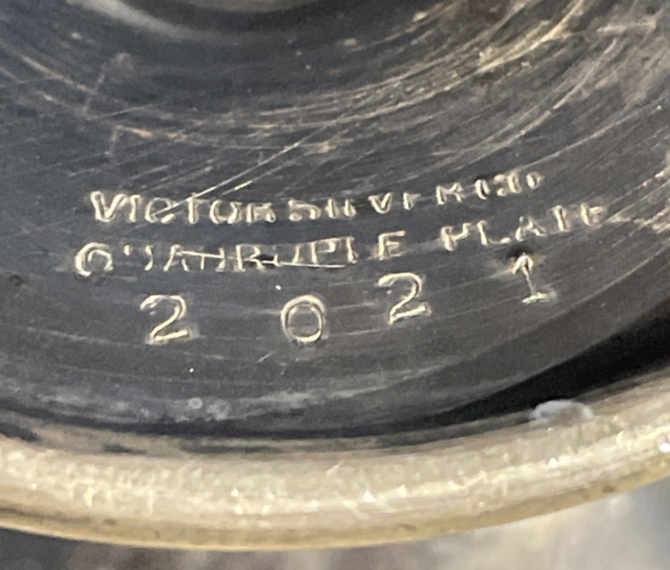 1909 Vintage Victor Silver Co. Quadruple Plate #2021 Goblet/Cup Etched “XMAS 09”