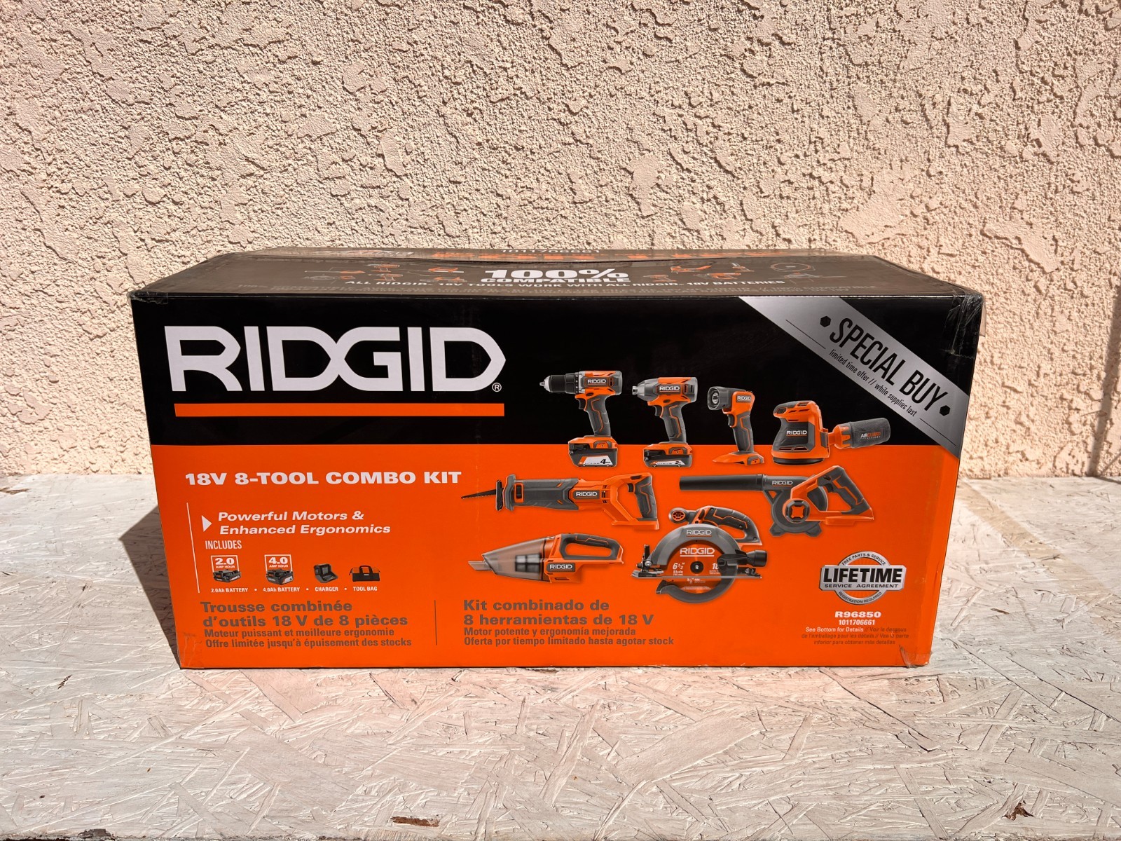 BRAND NEW SEALED!! Ridgid R96850 18V 8-Tool Combo Kit