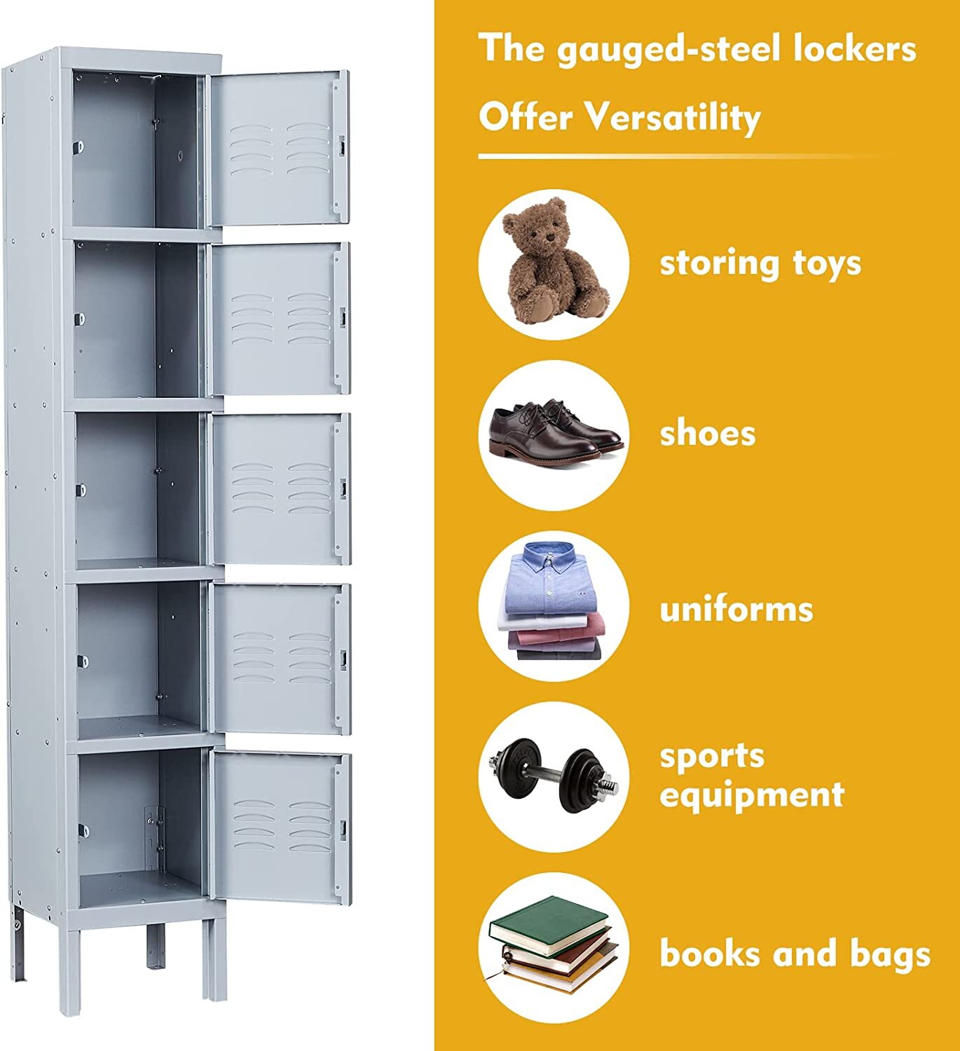 Metal Lockers Storage Cabinet w/Lock Door for Office School Gym Hotel Employees