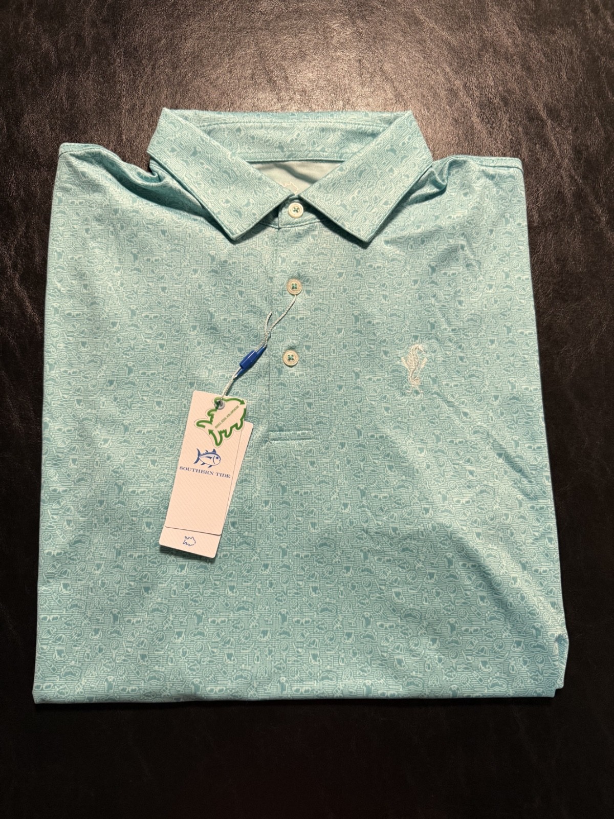 NWT MEN'S SOUTHERN TIDE POLO, SIZE: L, COLOR: OCEAN AQUA (M10.6)