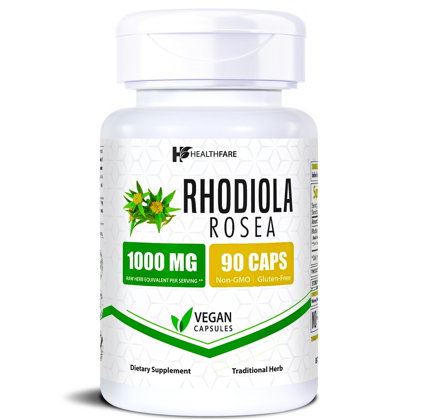 Healthfare Rhodiola Rosea Capsules 1000mg Equivalent | 90 Vegan Capsules