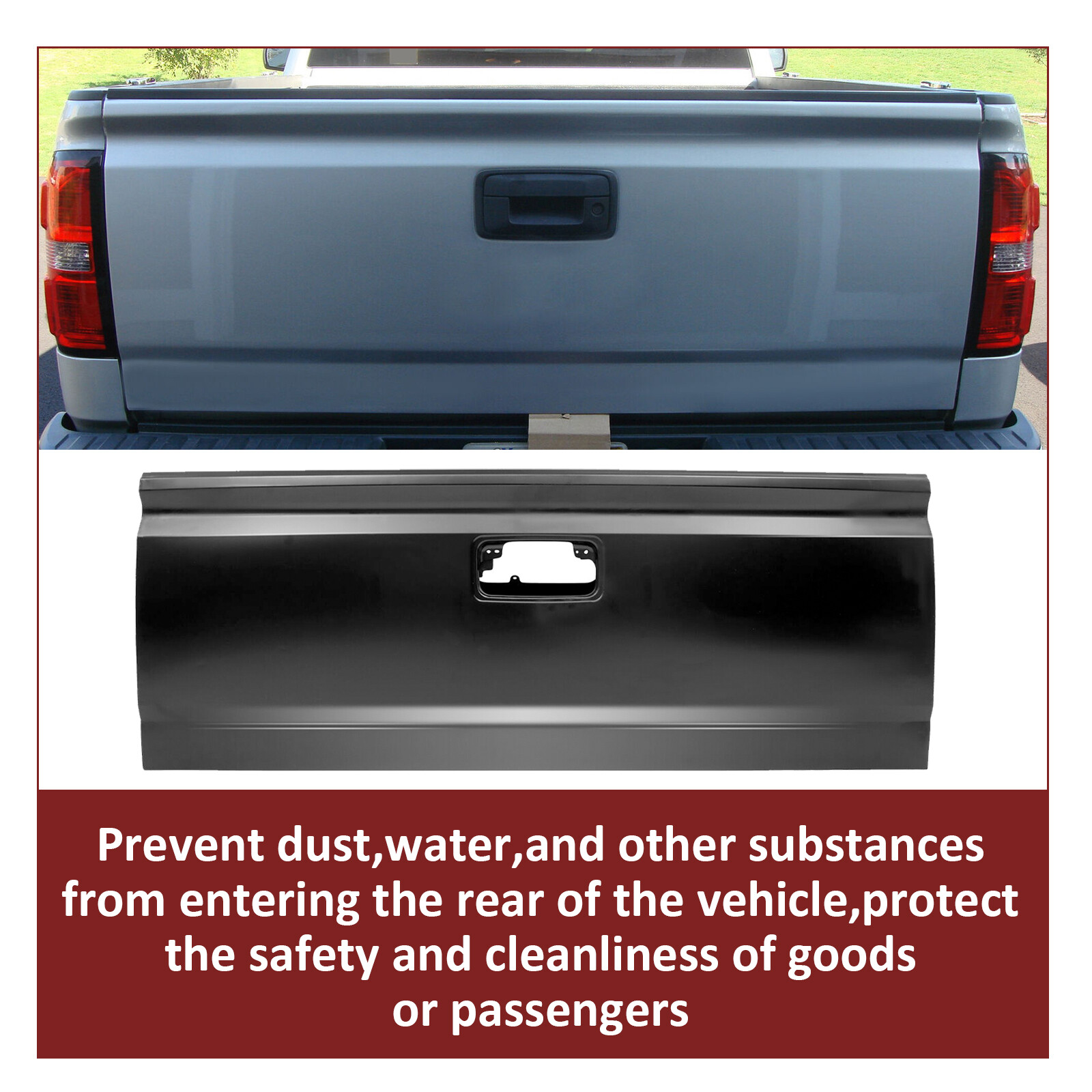 Black Tailgate Assembly For 2014-2019 2015 2016 Chevy Silverado Sierra W/ Assist