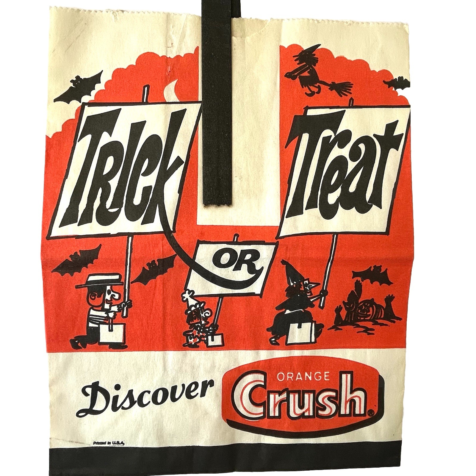 Original Vintage Orange Crush Halloween Trick  or Treat Paper Bag Union Camp