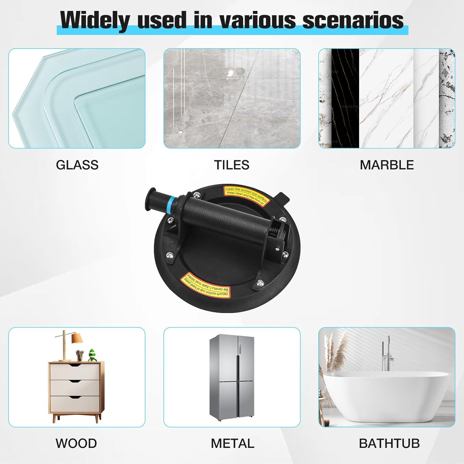 8" Glass Suction Cups,2 Pack Suction Cups for Glass, Glass Suction Cups to Lift