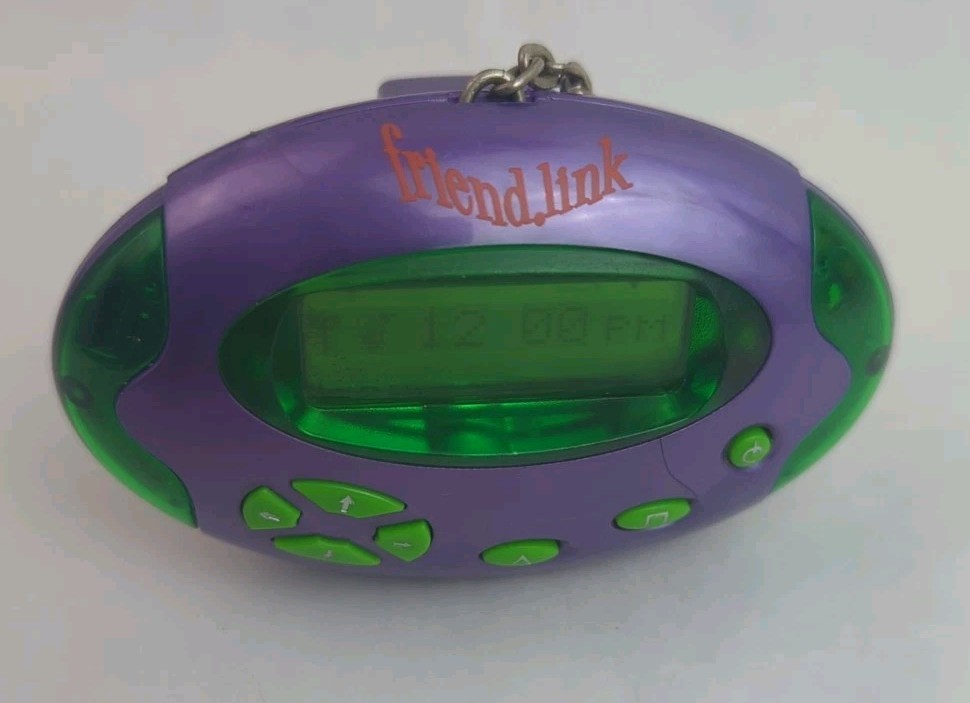 Vintage FRIEND LINK Electronic Handheld Keychain LCD e-Message Playmates 1998