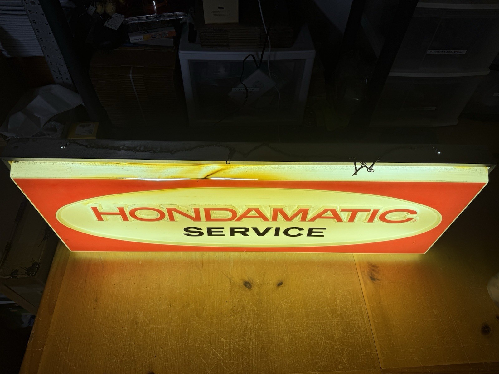 Vintage Rare 1970s Hondamatic Service Lighted Sign Honda Motorcycle Shop Display
