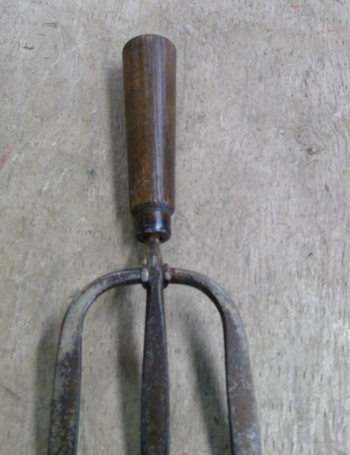 Vintage Hand Cultivator Fork Garden Tool Wood Handle 3 Prong