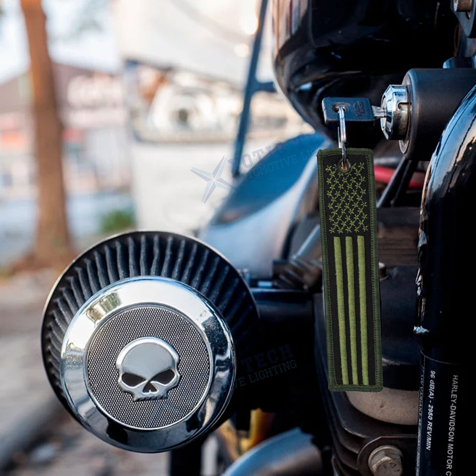 1PC Double Sided Embroidered Keychain Bike Motorcycle Key Ring Key Tag Belt Gift