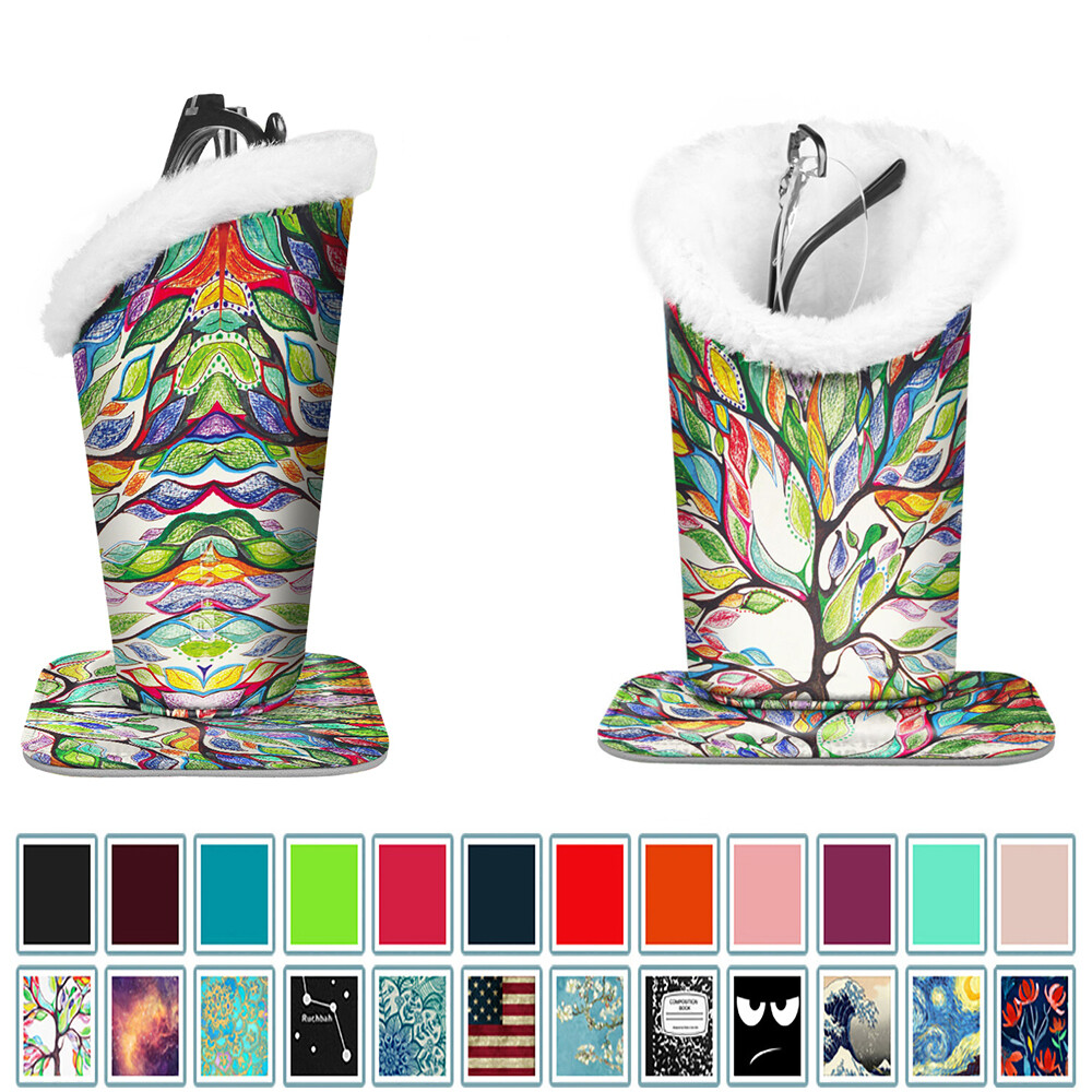 Plush Lined Eyeglasses Holder Eyeglass Protective Desk Stand Case Magnetic Base