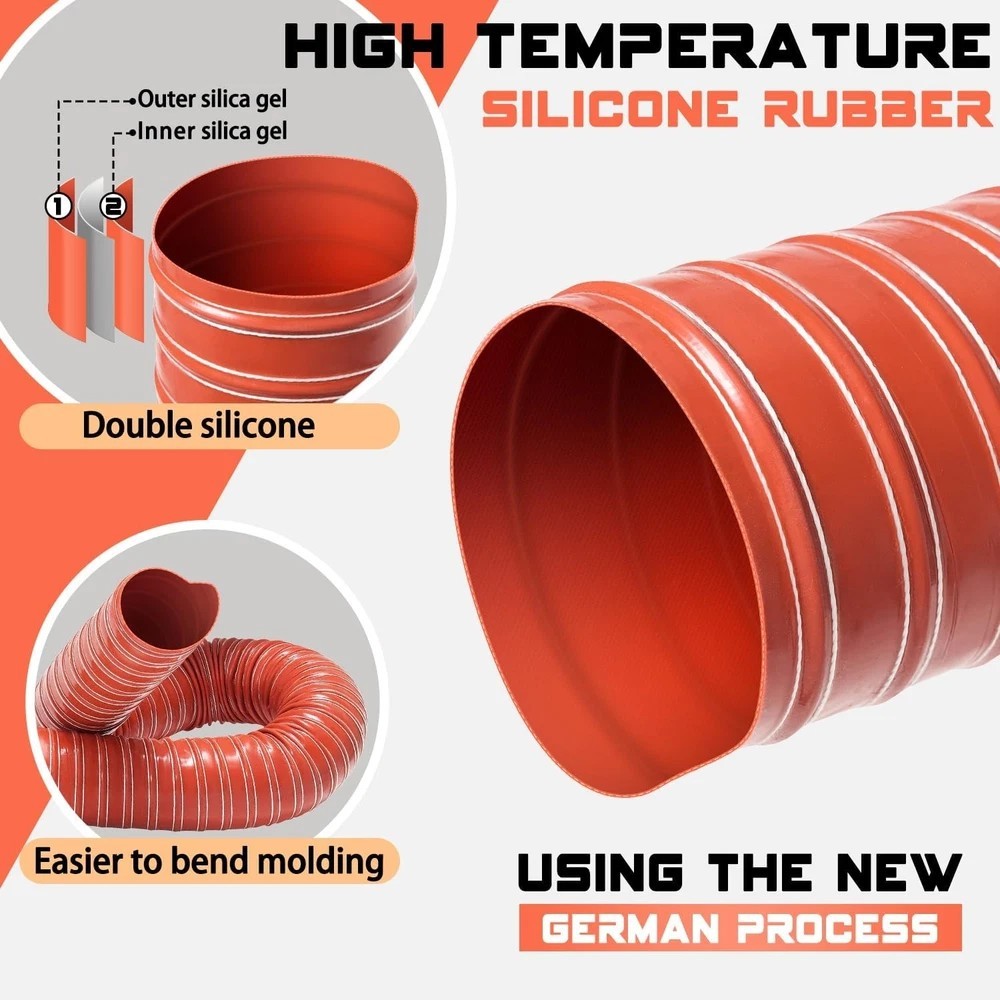 2 in Intake Hose Automotive Air Duct Hose Length 3 Meter (10 Feet) Double-Layer