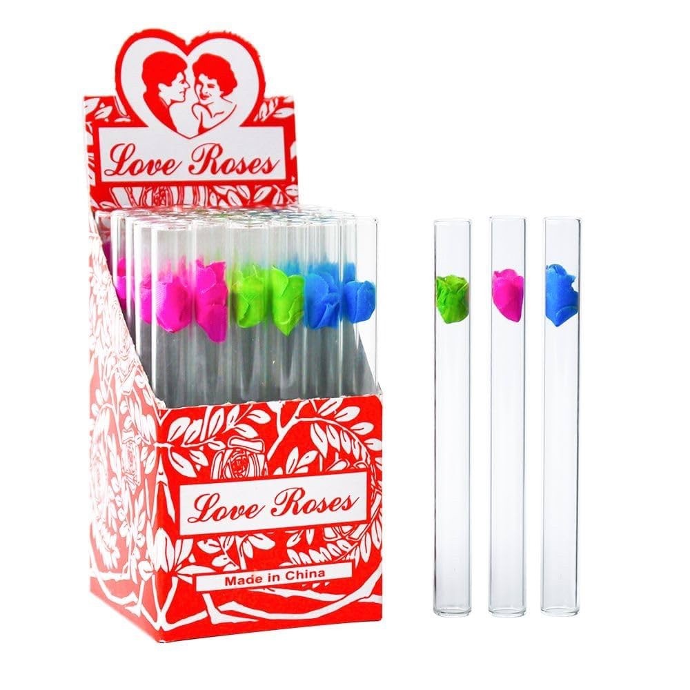 Love Roses Glass Tubes 36pcs = 4 Box Wholesale Price 144Pcs Total