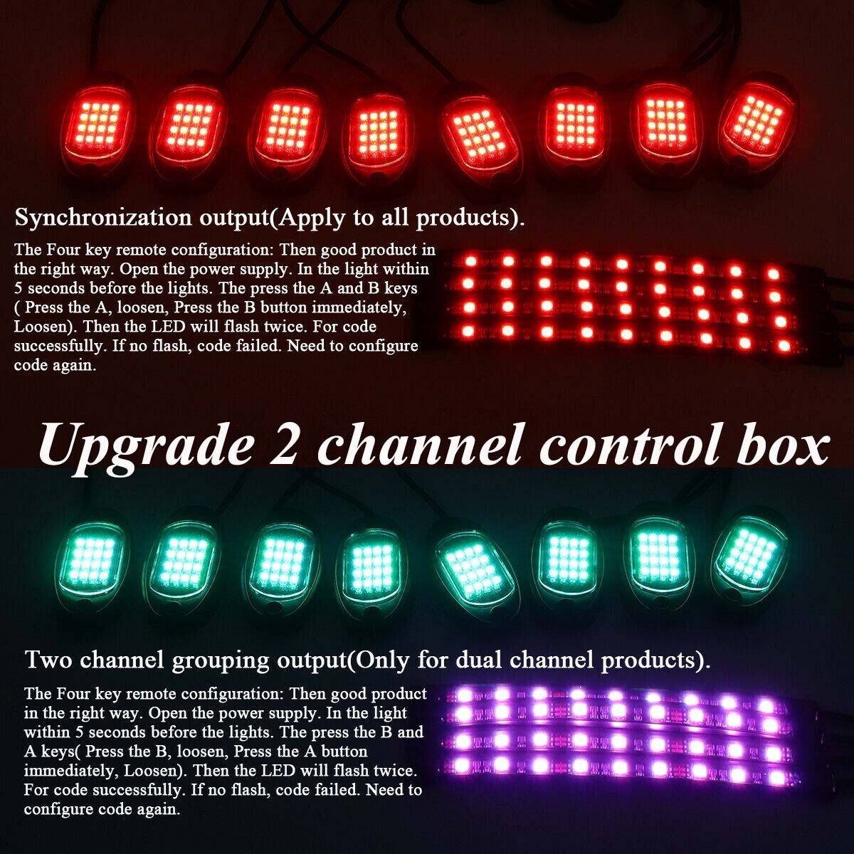 12x RGB LED Pods Rock Light Kit Underbody Glow Neon Lamp Bluetooth Music Control
