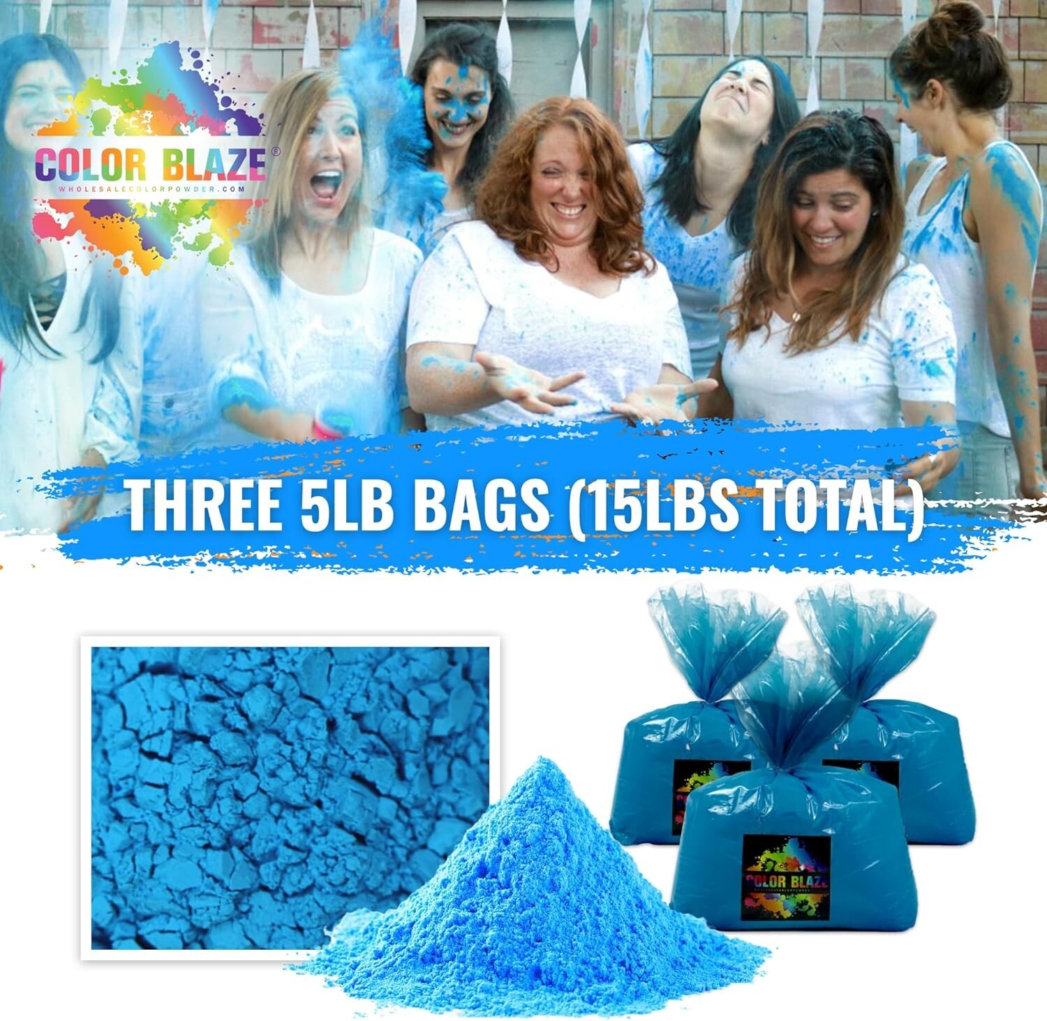 Color Blaze - 15lbs Blue Color Powder - Gender Reveal Baby Boy Color Run Holi