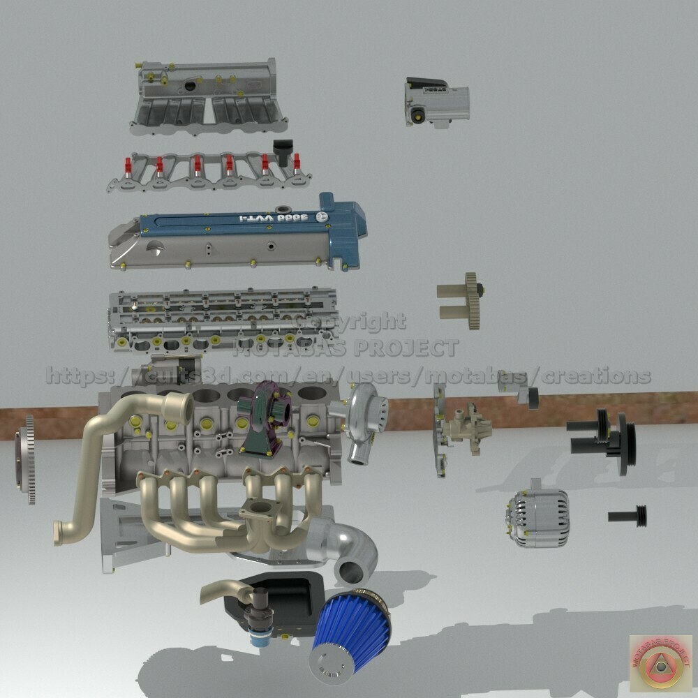 1:25-1:24 Scale Resin Toyota 2JZ Single Turbo Engine Kit