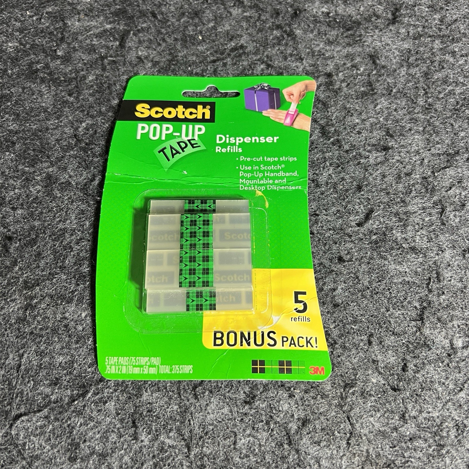 Scotch Pop-Up Gift Wrap Tape Strip Refills 1725 Total -75 Strips X 23 Pads- NIB