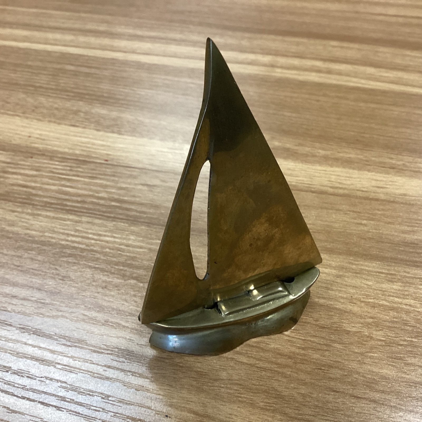 Vintage Decorative Collectible Solid Brass Sail Boat Figurine Sculpture