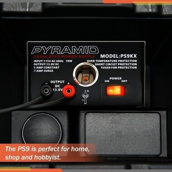 Pyramid PS9KX Bench Power Supply, AC-to-DC Power Converter with car Power Outlet