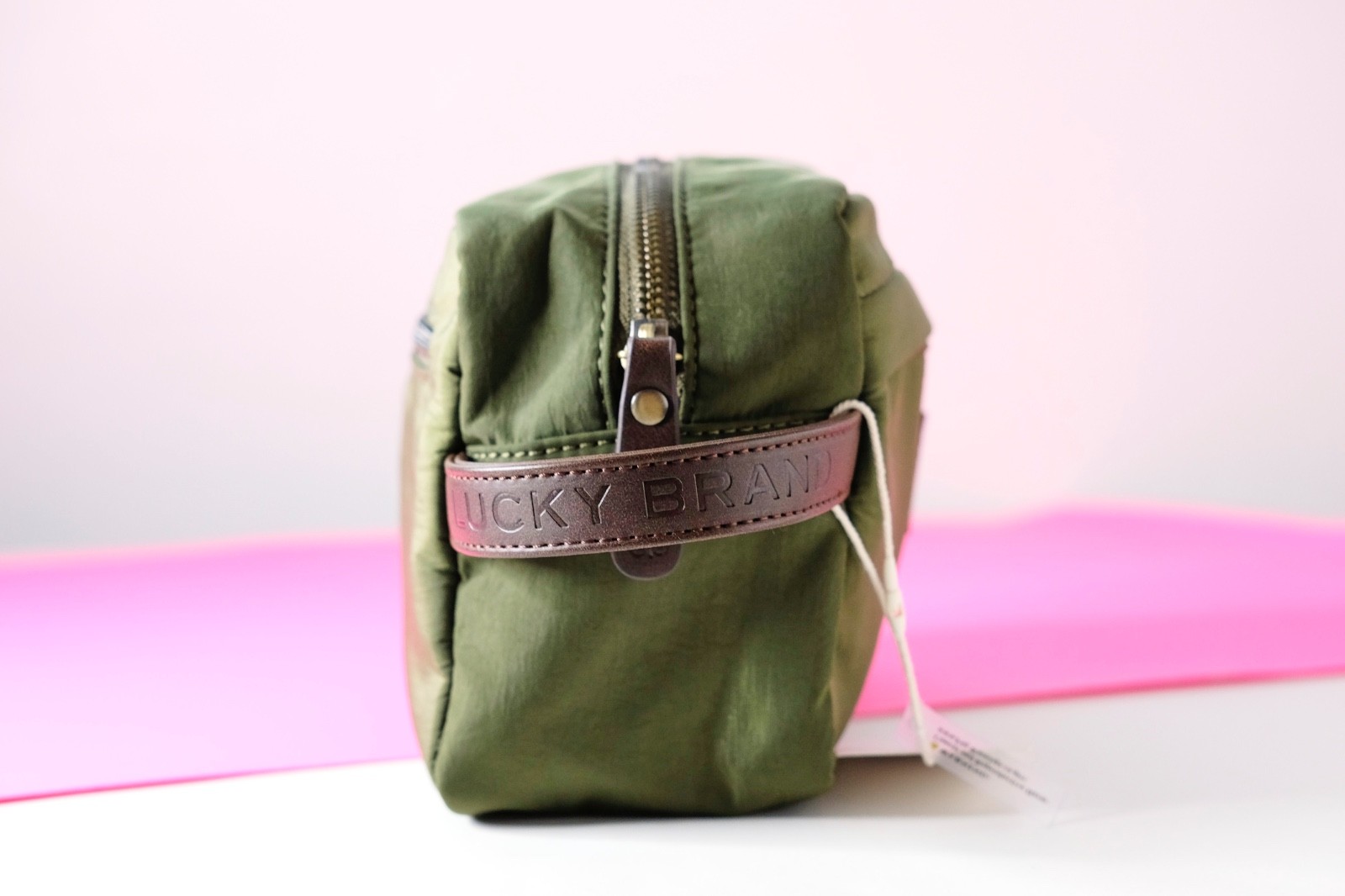 Lucky Brand Organizer Bag Travel Pack Toiletry Dopp Kit Olive Green