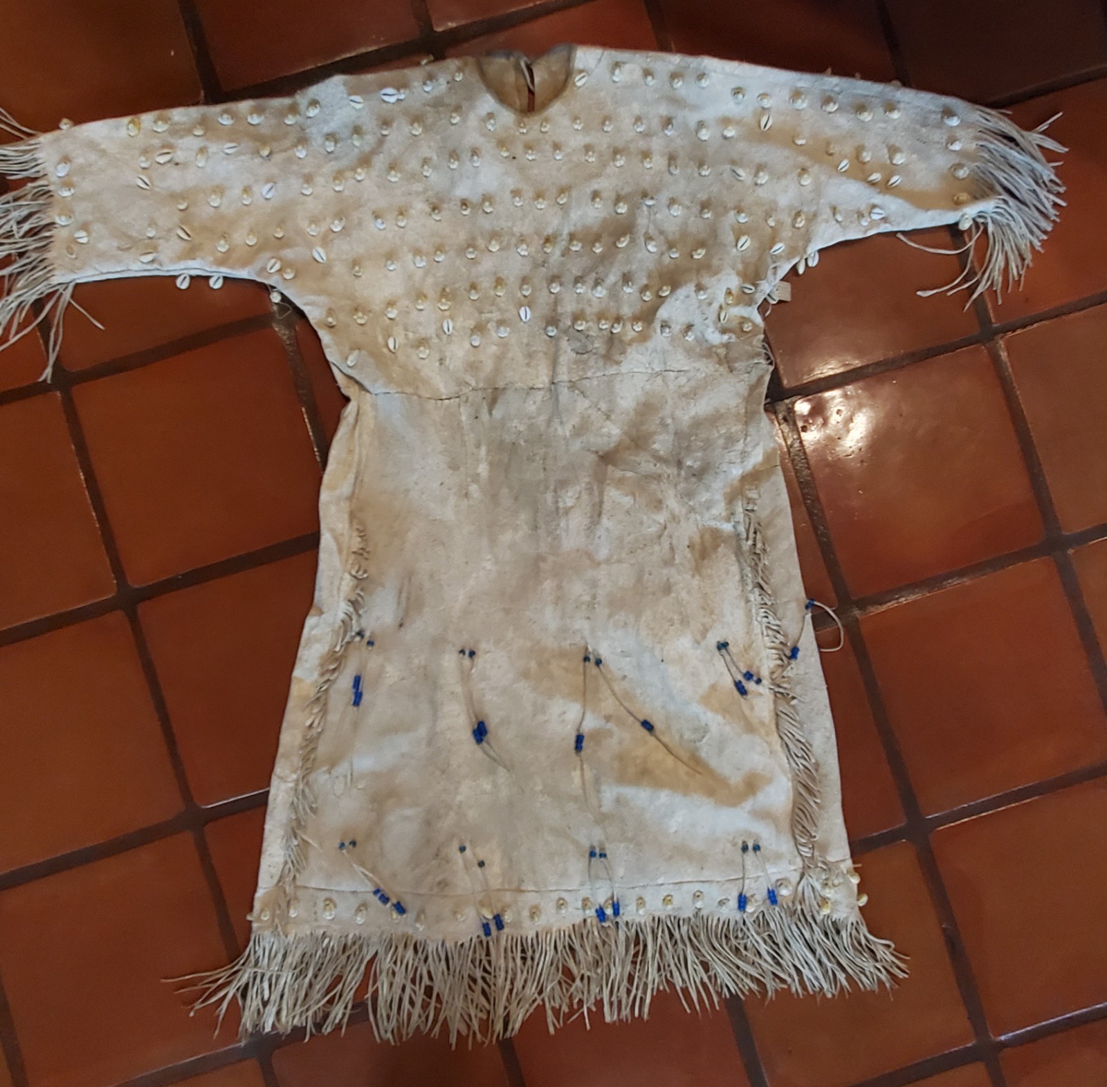 Antique OLD Native American plains Indian womans dress hide 19th c.