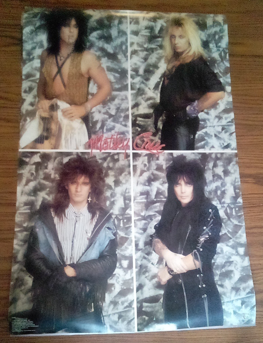 Original Vintage 1987 Rock Hair Band Motley Crue Poster By Funky Brands 22x34