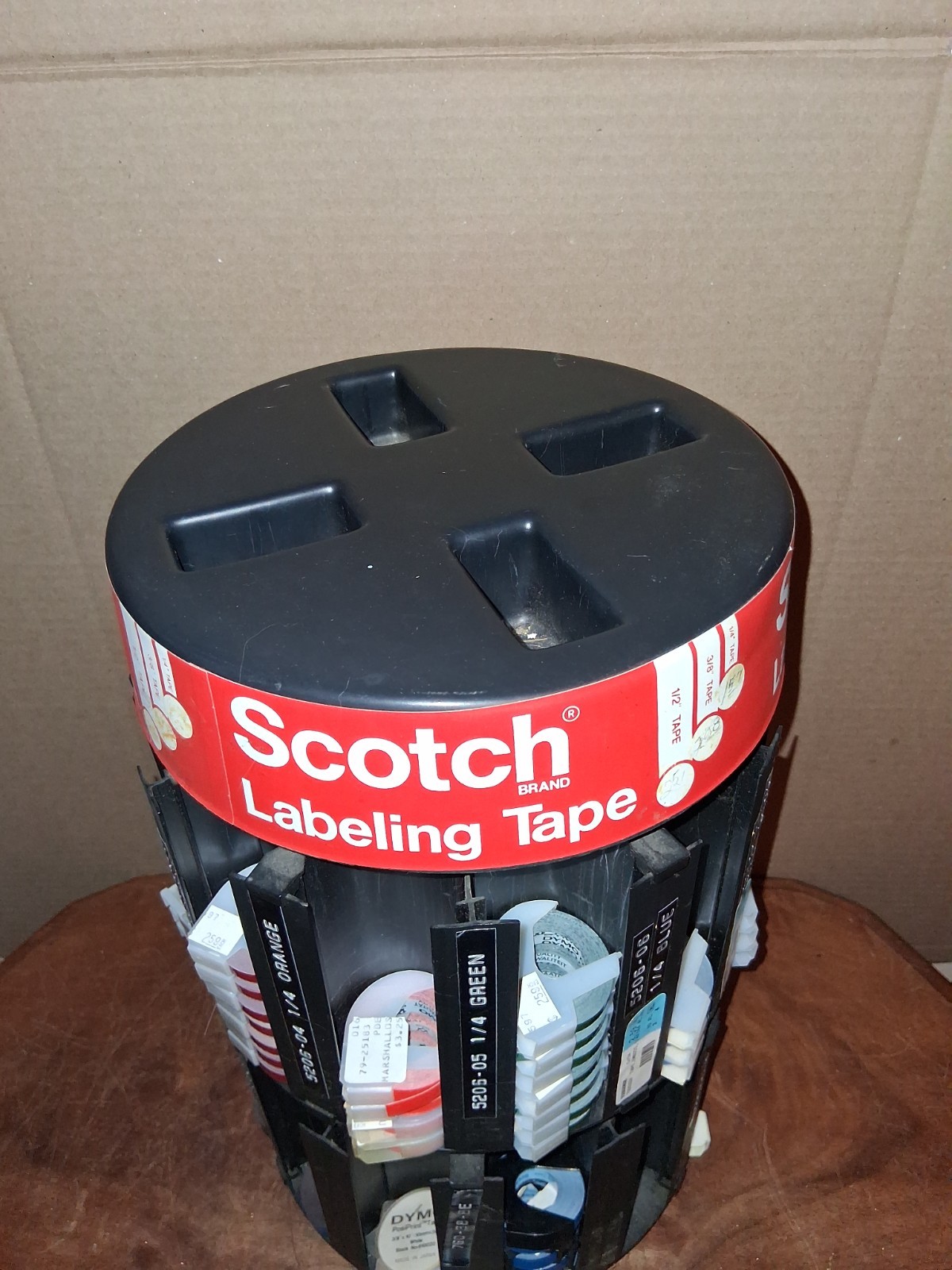 Vintage Lot of Scotch Dymo Label Maker Tape Rolls Store Display Dispenser Sign