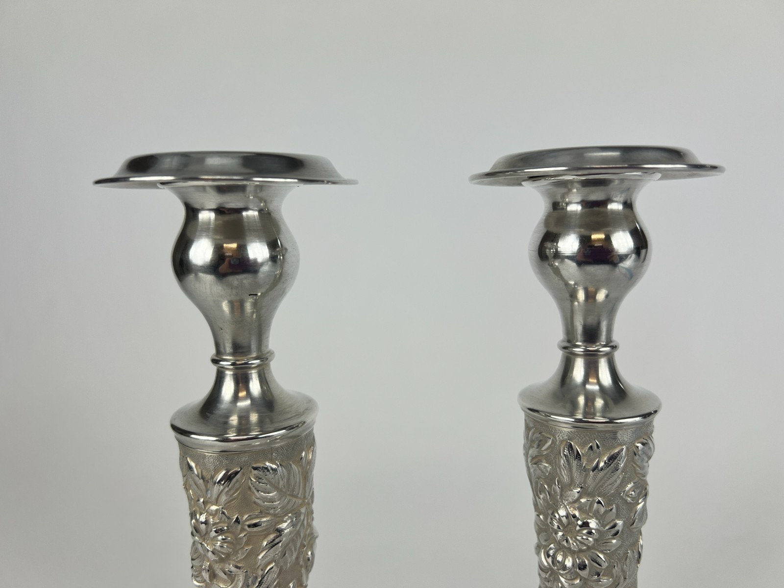 Vintage Sterling Silver Stieff Rose Hand-Chased #159 Candlesticks - 10.25"