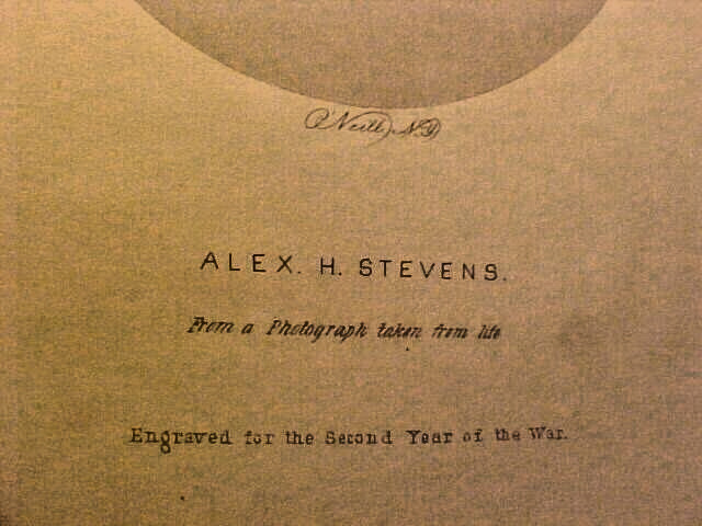 Original Alexander Stevens Stephens CSA Civil War Era Steel Engraved Print 1860s