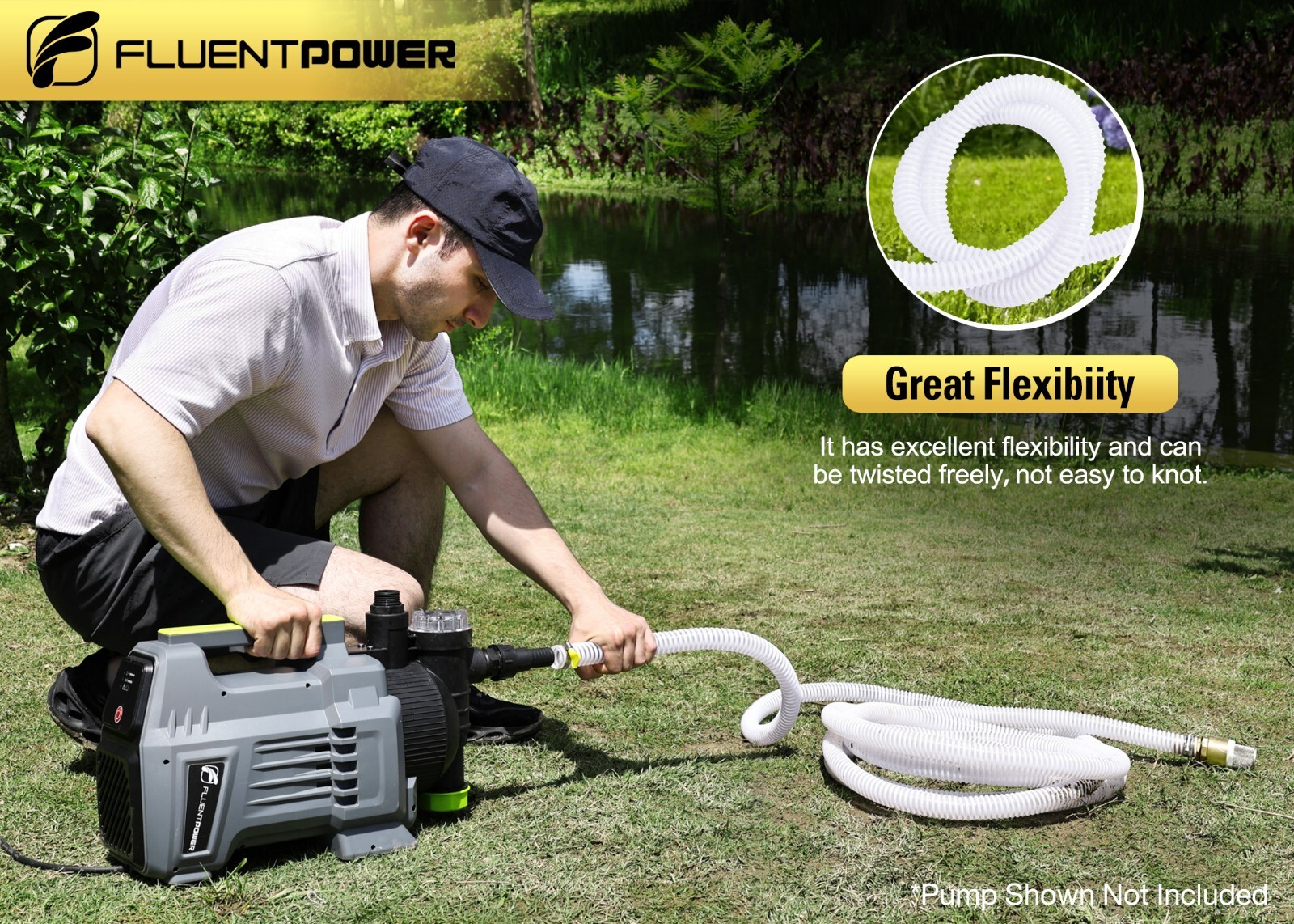 FLUENTPOWER 23FT x 1" Suction Hose Kit with Brass Fitting Check Valve