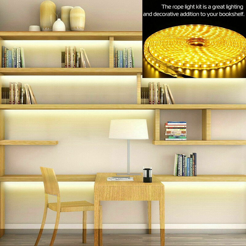 110V 5050 LED Strip Light Flexible Tape Lighting Rope Home Outdoor With US Plug